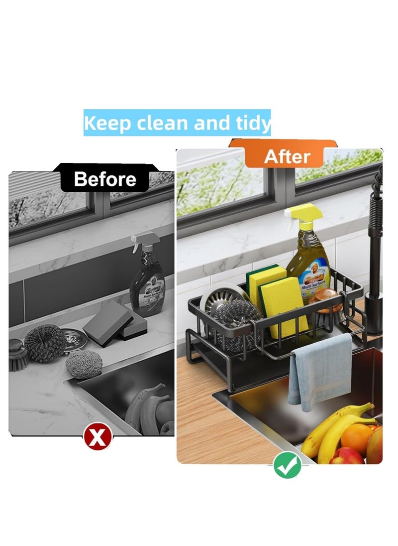 ARCOON - Sponge Holder for Kitchen Sink – Rustproof 304 Stainless Steel Sink Caddy, Detachable Dishcloth Rack, Auto Drainage, Organizer for Kitchen & Bathroom Storage - Image 1