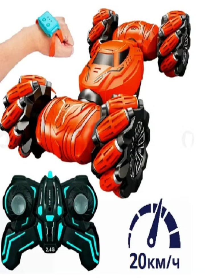 Self-Flip Stunt Car, 27cm Remote Control Stunt Car with Manual Control (Orange). - Image 1