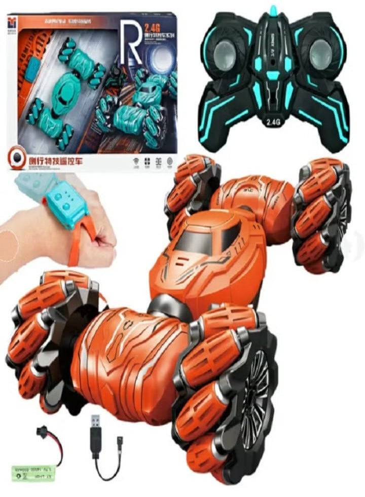 Self-Flip Stunt Car, 27cm Remote Control Stunt Car with Manual Control (Orange). - Image 3