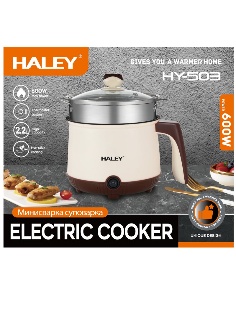 Haley طباخ أرز كهربائي متعدد الوظائف وعاء ساخن صغير غير لاصق للطعام مقلاة طبخ المعكرونة مقلاة بخار البيض مقلاة تسخين الحساء