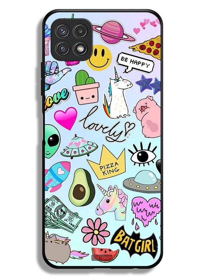Tolwak Samsung Galaxy A22 5G Protective Case Cover Lovely Stickers - Image 1