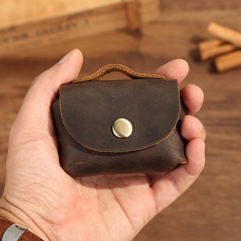 Selling First-Layer Cowhide Coin Bag Mini Earphone Bag Leather Small Money Bag Storage Bag Change Purse - Image 3
