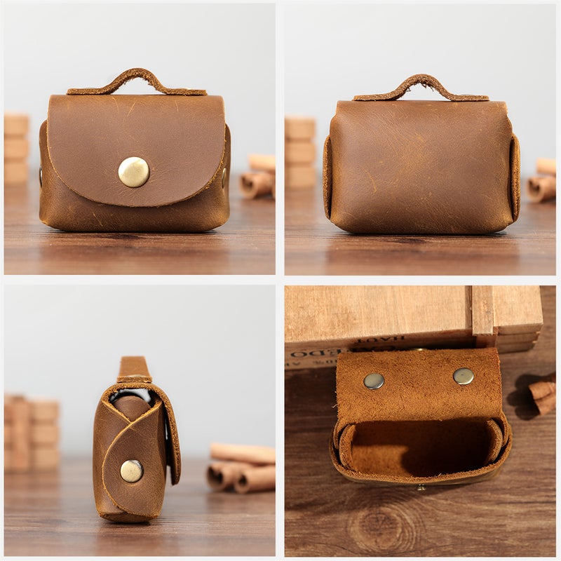 Selling First-Layer Cowhide Coin Bag Mini Earphone Bag Leather Small Money Bag Storage Bag Change Purse - Image 5