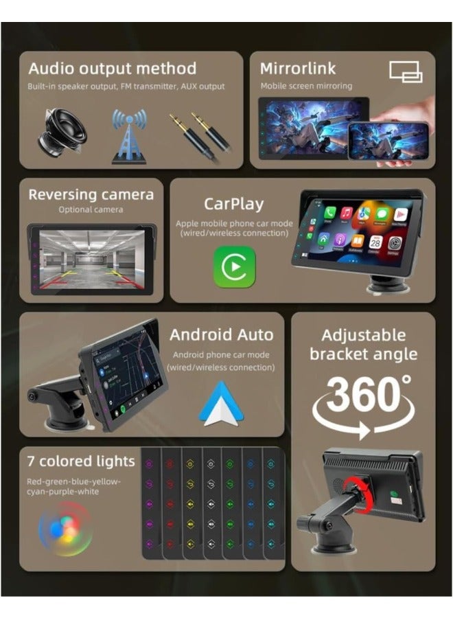 DEROVAN Wireless Apple CarPlay & Android Auto Car Stereo – 7 Inch HD Touch Screen, Bluetooth Handsfree, Mirror Link, Real-Time GPS Navigation, Wireless Connectivity, Easy Install Car Audio System for Cars, RVs & Trucks - Image 4