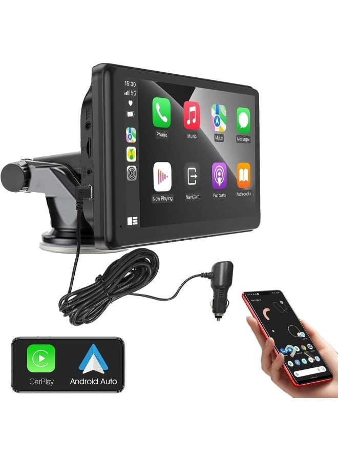 DEROVAN Wireless Apple CarPlay & Android Auto Car Stereo – 7 Inch HD Touch Screen, Bluetooth Handsfree, Mirror Link, Real-Time GPS Navigation, Wireless Connectivity, Easy Install Car Audio System for Cars, RVs & Trucks - Image 1