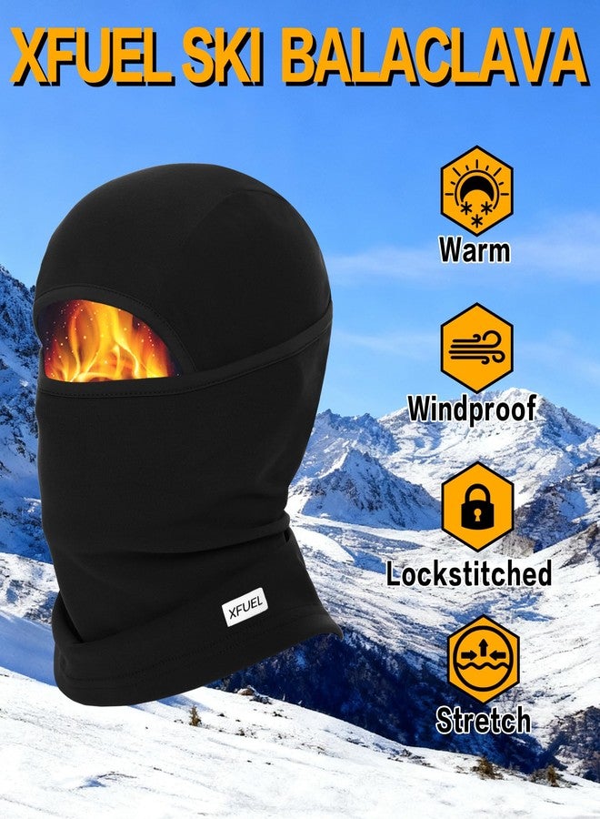 XFUEL Winter Balaclava Ski Mask Warm and Fleece Full Face Cover for Men Women Cold Weather Skiing Motorcycle Neck Warmer (US, Alpha, One Size, Medium, Black+Black) - Image 2