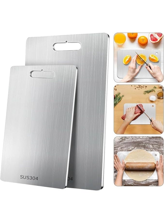 Yakiter Kitchen Cutting Board, Yakiter 304 Stainless Steel Cutting Board, Double-Sided Cutting Board for Kitchen & Meat Cheese Vegetable Fruit, Cutting Board with Handles, Mold Free, Hygienic (39 x 28CM) - Image 1