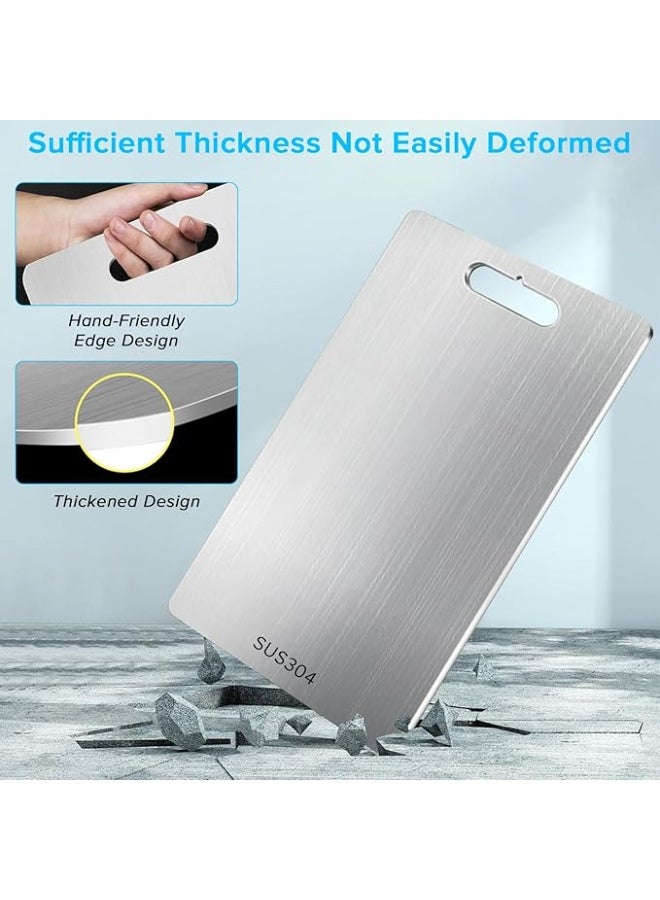 Yakiter Kitchen Cutting Board, Yakiter 304 Stainless Steel Cutting Board, Double-Sided Cutting Board for Kitchen & Meat Cheese Vegetable Fruit, Cutting Board with Handles, Mold Free, Hygienic (39 x 28CM) - Image 3