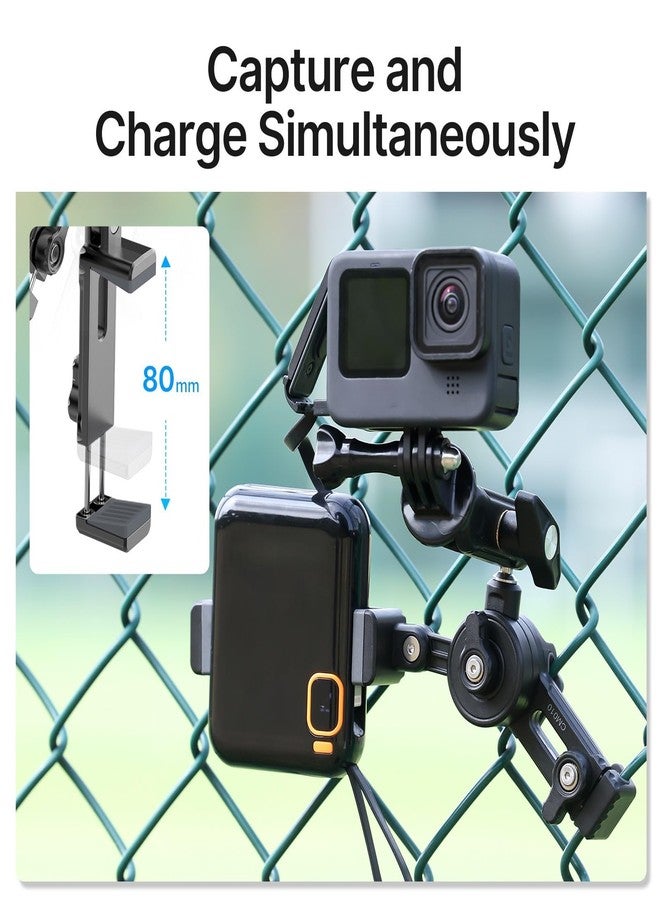 jusmo CM010 Fence Mount for Mevo, GoPro, iPhone, Phone, AKASO, DJI Osmo Action, Insta360, Mevo Start for Baseball Softball Tennis Recording, Cameras Net Chain Link Fence Clip Mount Holder - Image 5