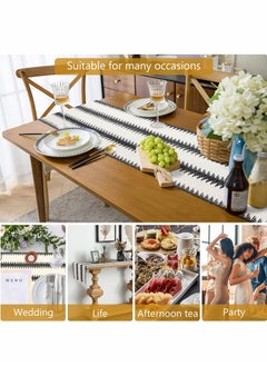 Excefore Table Runner, 30 * 180 CM Burlap Table Runner Balck and White for Modern Farmhouse Decor  - Image 2