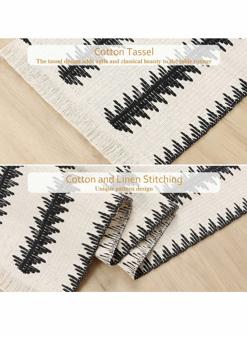 Excefore Table Runner, 30 * 180 CM Burlap Table Runner Balck and White for Modern Farmhouse Decor  - Image 3