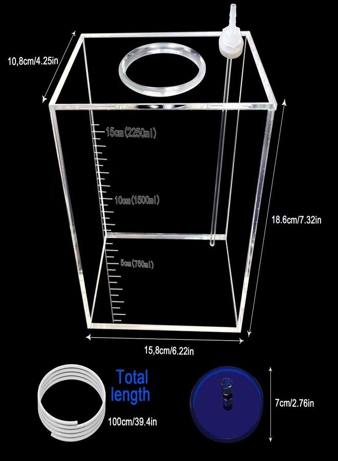 Saricho Acryli Made dosing Container, Liquid srorage Bucket, Aquarium Air Pump Accessories，dosing Pump Liquid containers,Reservoir (2.5L/0.66gal Blue lid) - Image 2