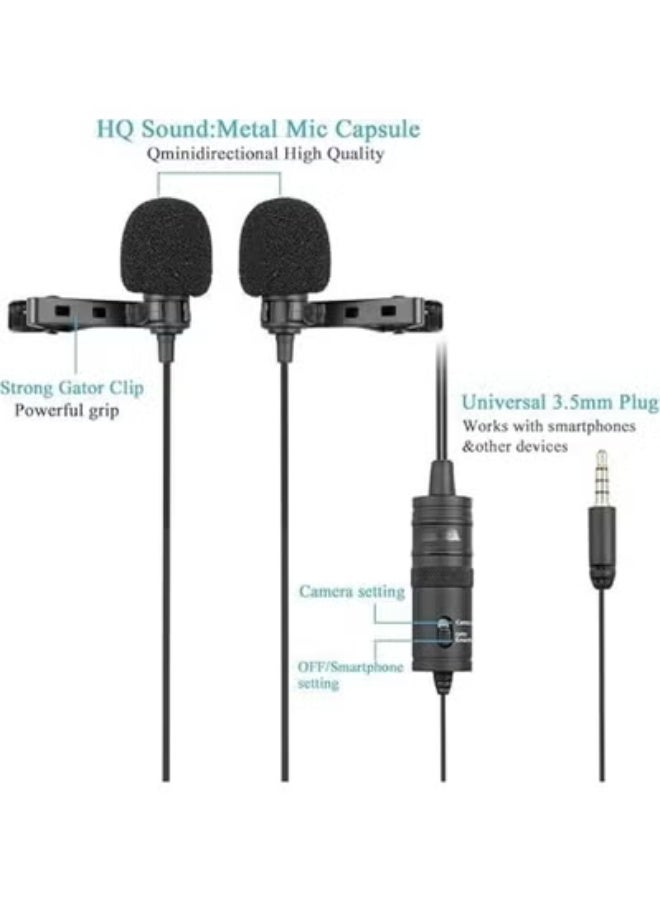 Dual Lavalier Clip-on Microphone – Omnidirectional Condenser, Hands-Free for Camera, Laptop, Streaming, Interviewing, Recording - Image 4