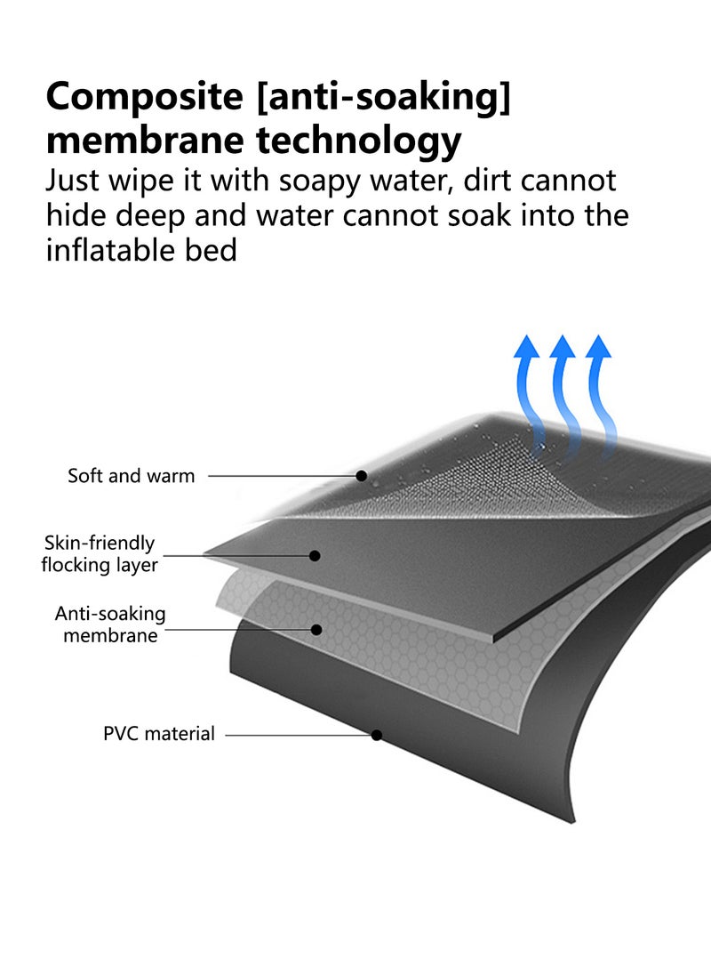 Sharpdo Double Camping Inflatable Air Bed, Inflatable Bed with Flocking Top Cover Foldable Inflatable Bed for Camping/Outdoor/Travel 190*100*25CM - Image 3
