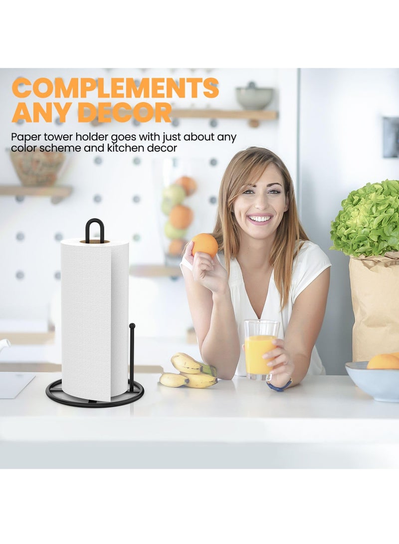 KASTWAVE Paper Towel Holder-Black Kitchen Roll Holder for Kitchen Roll Organize Kitchen Paper Towels Holder Stand, Black Paper Towel Holder Stand, Kitchen Towel Holder - Image 5