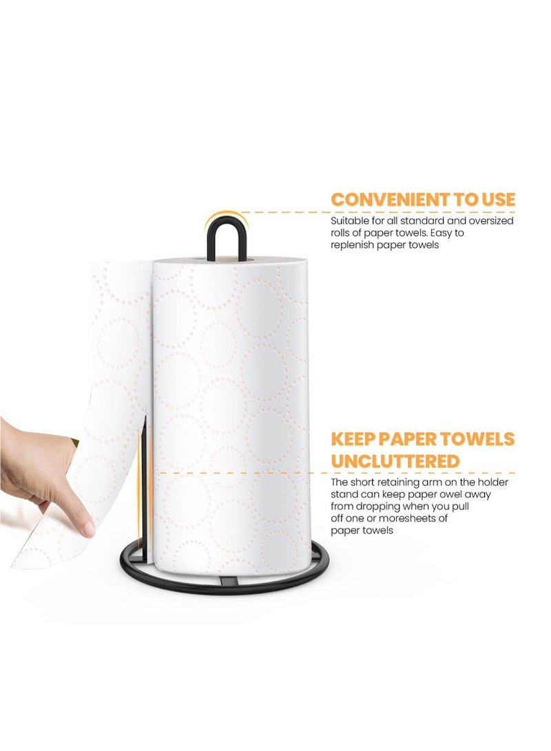 KASTWAVE Paper Towel Holder-Black Kitchen Roll Holder for Kitchen Roll Organize Kitchen Paper Towels Holder Stand, Black Paper Towel Holder Stand, Kitchen Towel Holder - Image 3