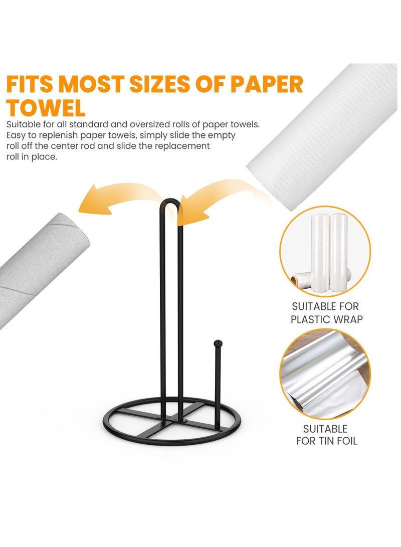 KASTWAVE Paper Towel Holder-Black Kitchen Roll Holder for Kitchen Roll Organize Kitchen Paper Towels Holder Stand, Black Paper Towel Holder Stand, Kitchen Towel Holder - Image 4