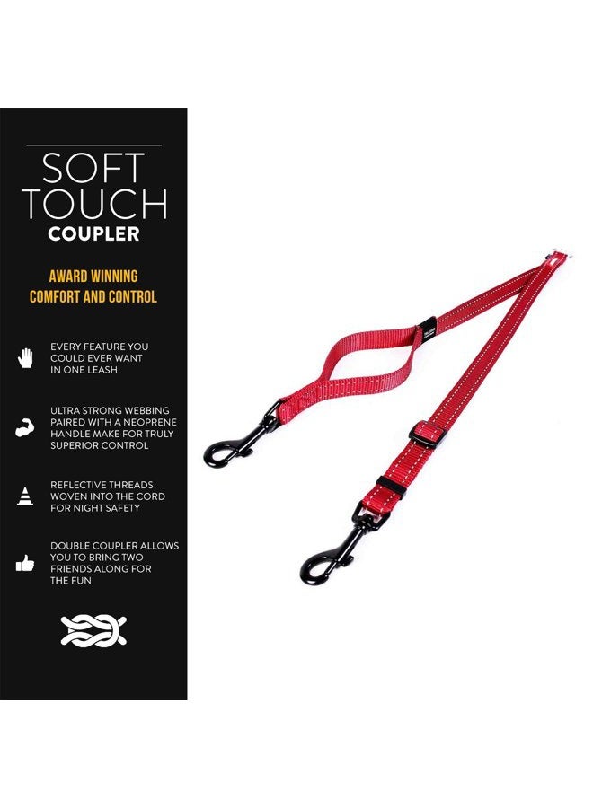 EzyDog Soft Touch Coupler Adjustable Double Dog Leash - Superior Tangle-Free Experience and Reflective for Nighttime Safety - Ranges from 14 to 24 Inches - Perfect for Walking Two Dogs (Black) - Image 2