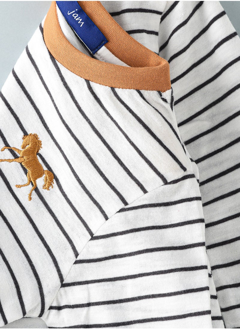 JAM - Knit t-shirt with stripes - Image 1