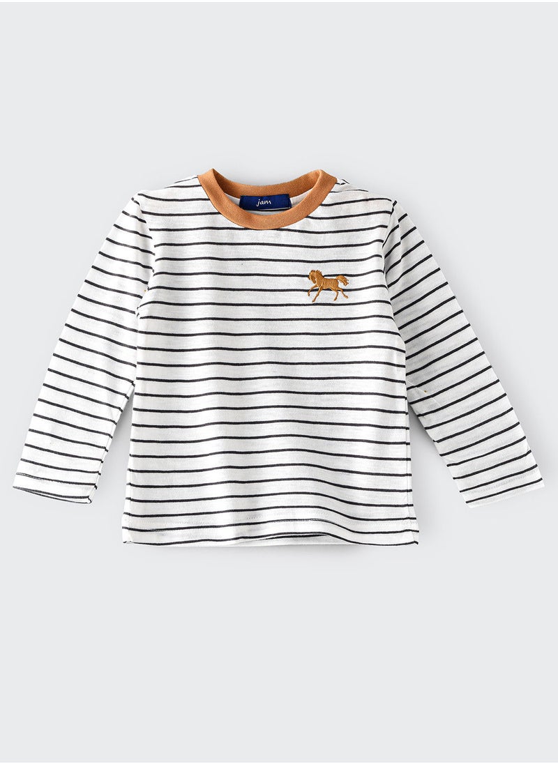 JAM - Knit t-shirt with stripes - Image 1