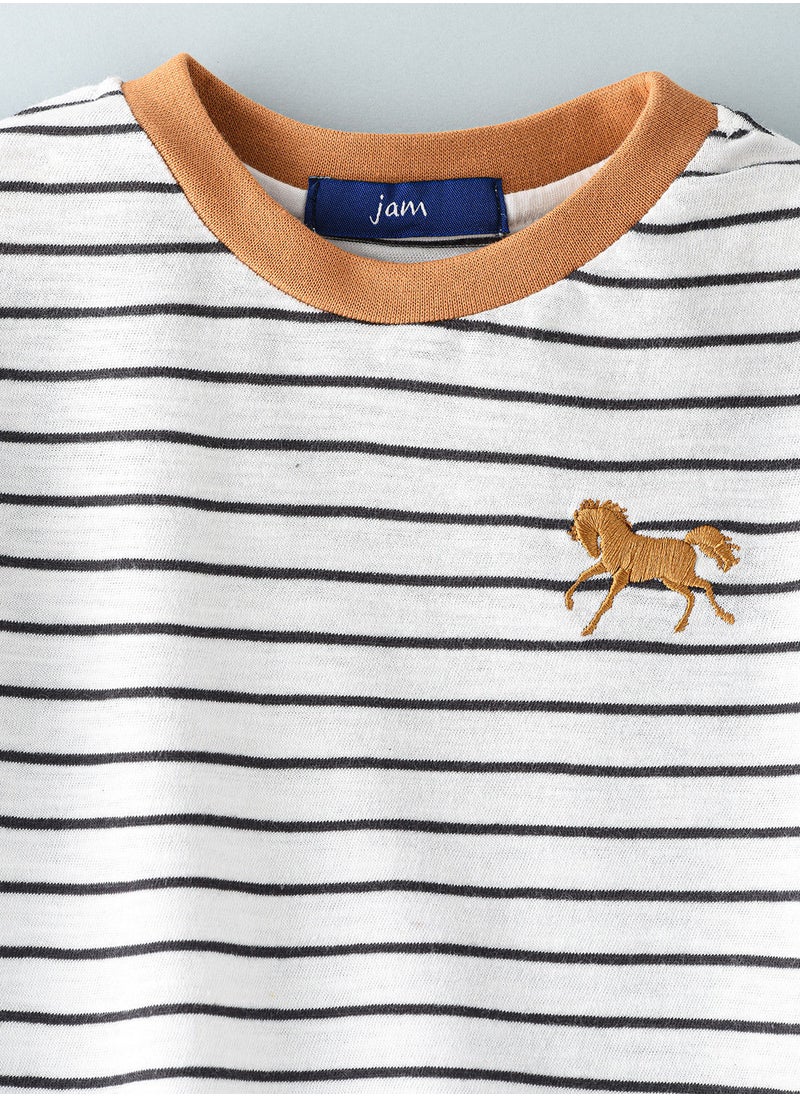 JAM - Knit t-shirt with stripes - Image 1