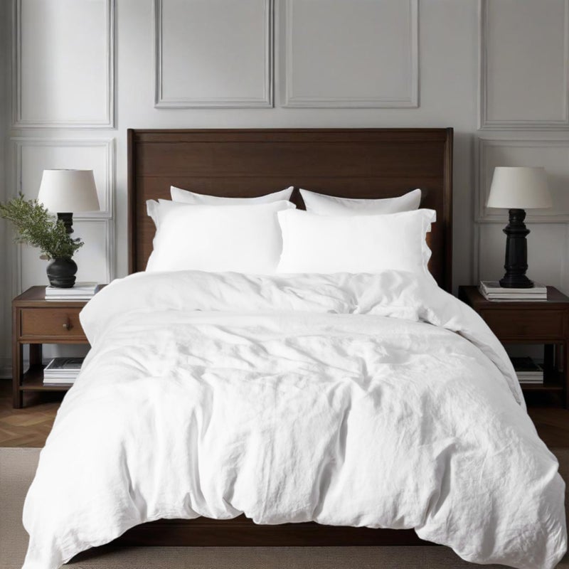 SimpleOpulence 100 Linen Duvet Cover Set Natural French Flax White Duvet Cover Twin Size Breathable Soft Comfy Linen Bedding Comforter Cover with 1 PillowcaseWhite 68x86