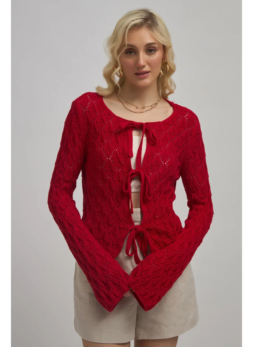 فيرجيو Virgio Women Flora Red Front Tie Cotton Top