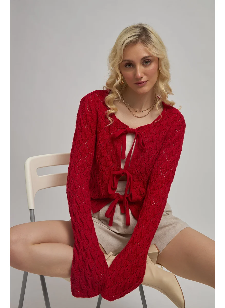 فيرجيو Virgio Women Flora Red Front Tie Cotton Top