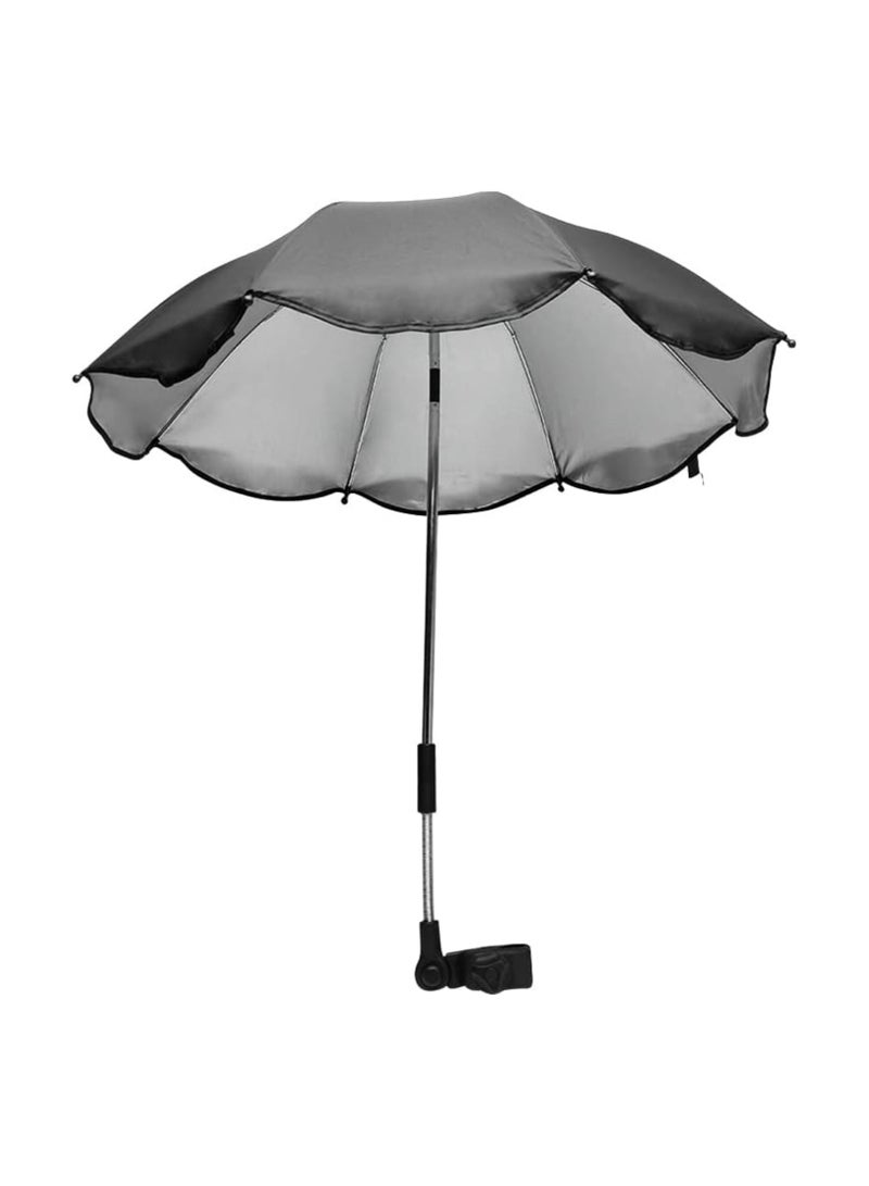 Adjustable UV Protection Clamp-On Parasol Umbrella for Baby Strollers, Prams, Wheelchairs, Beach Chairs, and Golf Carts - Versatile Shade with Clip Fixing Device for Sun and Rain.  - Image 1