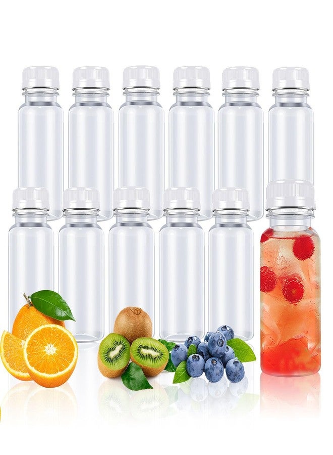 DODHEG 3 Ounce 12 Pcs Plastic Juice Bottle Reusable Bulk Beverage Containers with White Lids for for Bottled Water, Cold Drinks, Fresh Blended Juices and Other - Image 1