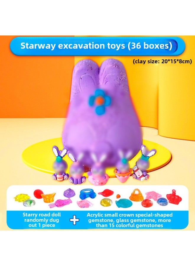 Children's Archaeological Excavation Toys Boys And Girls Explore Ore Gem Treasure Hunting Blind Box Handmade Diy Beating Blind Stone-Color:Large-Star Road (1 Random Doll 1 Acrylic Crown Special-Shaped Stone Glass Gem/Colorful Gem 15)  - Image 1