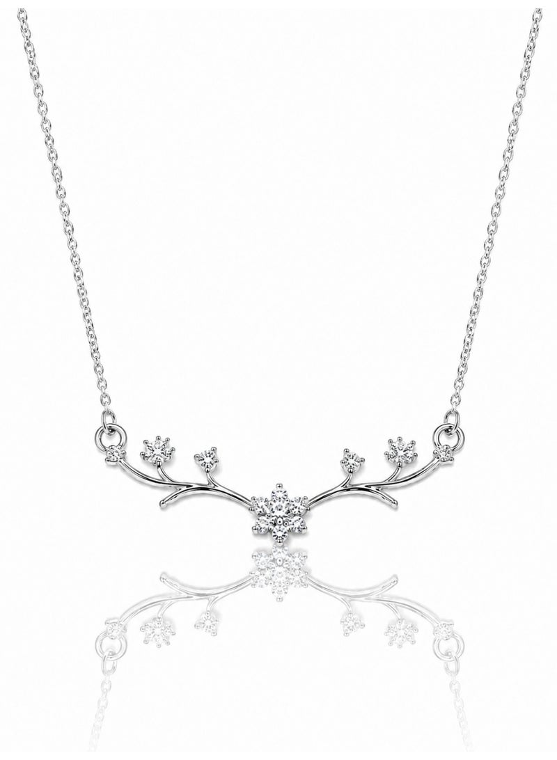 RAFAL Florina Elegant Floral Pendant Necklace for Women – Luxury Silver-Plated Soft Dainty Chain, Premium Sophisticated Flower-Inspired Jewelry for Special Occasions, Birthdays & Luxury Gifting - Image 1