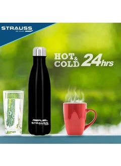 STRAUSS Strauss Refuel Steel Water Bottle | Leak Proof & Rust Free | Ideal for Office, Gym, Sports, Kitchen, Hiking, Trekking & Travel | Vacuum Insulated,(Black)  - Image 3