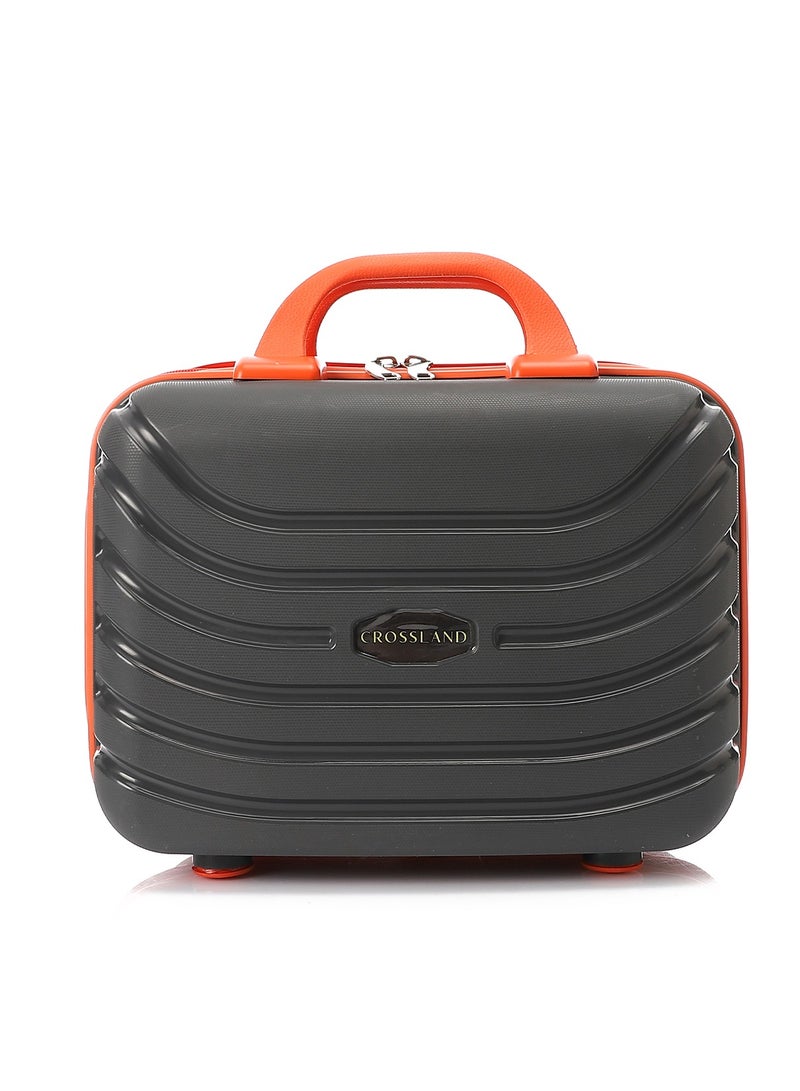 CROSSLAND Makeup Case – Polypropylene Hard Shell Cosmetic Bag, Travel Organizer, Lightweight & Stylish - Grey Orange - Image 2