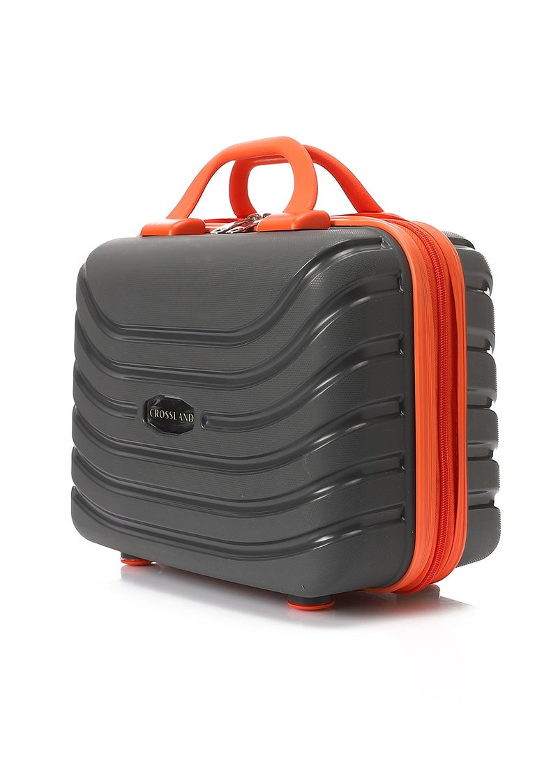 CROSSLAND Makeup Case – Polypropylene Hard Shell Cosmetic Bag, Travel Organizer, Lightweight & Stylish - Grey Orange - Image 1