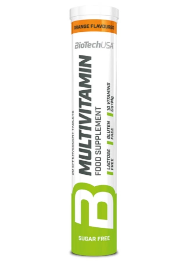 BioTechUSA Multivitamin | enhances energy levels-Good Health | sugar free | lactose free | gluten free | Effervescent Orange Flavor - 20 Tablets