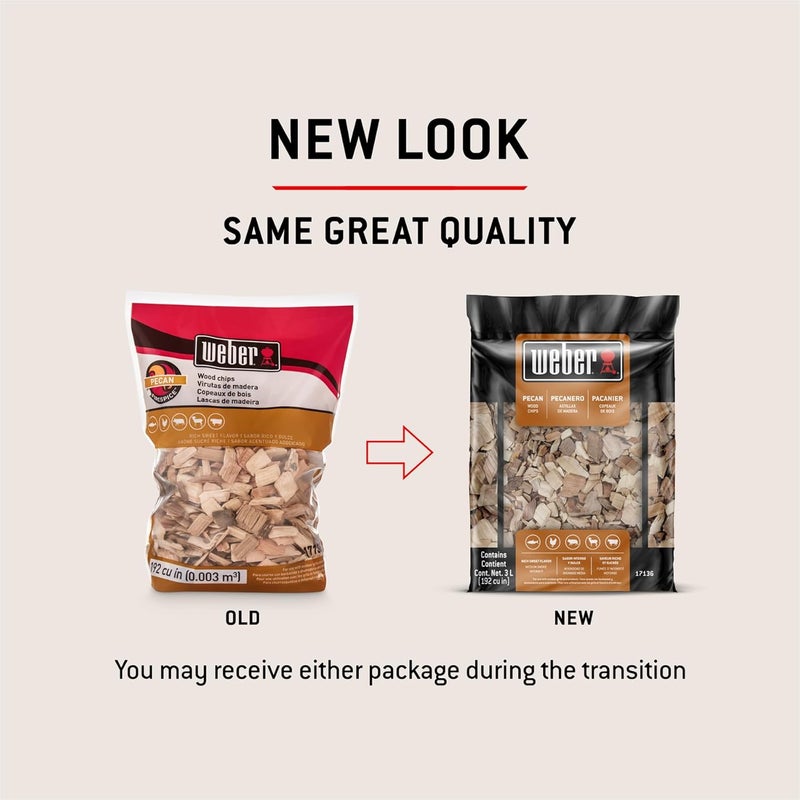 Weber Pecan Wood Chips Firespice, BBQ Smoking Wood Chips for Grilling, Sweet Flavor Smoking Chips for Meat, Chicken & Fish, Natural Wood BBQ Chips for Smokers & Grills - Image 2