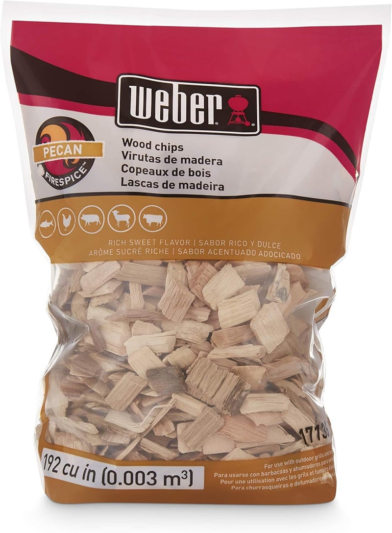 Weber Pecan Wood Chips Firespice, BBQ Smoking Wood Chips for Grilling, Sweet Flavor Smoking Chips for Meat, Chicken & Fish, Natural Wood BBQ Chips for Smokers & Grills - Image 3