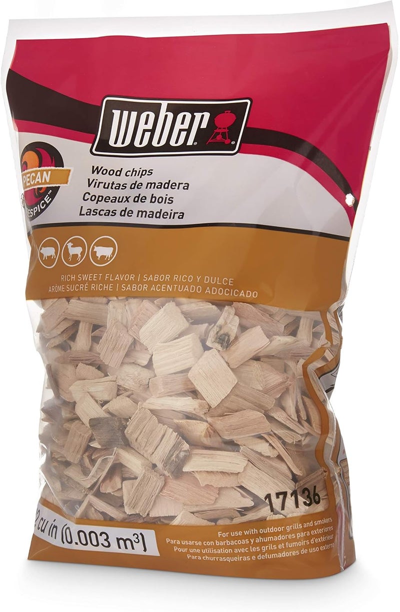 Weber Pecan Wood Chips Firespice, BBQ Smoking Wood Chips for Grilling, Sweet Flavor Smoking Chips for Meat, Chicken & Fish, Natural Wood BBQ Chips for Smokers & Grills - Image 1