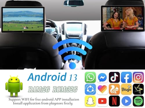 NOAUKA 10.1 Inch 4K Android 13 Car TV Headrest Monitor for Cars Back seat,Support Phone Wireless Mirror Link Touch Screen,HDMI Input,USB/SD Card Tablet Portable Multi-Media Video Player,WiFi,2+32G - Image 5