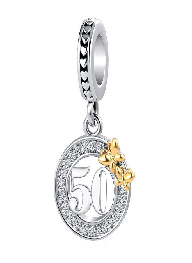 QeenseKc Sweet 50th Happy Birthday Charm Number 50 Butterfly Dangle Bead for European Bracelet - Image 1