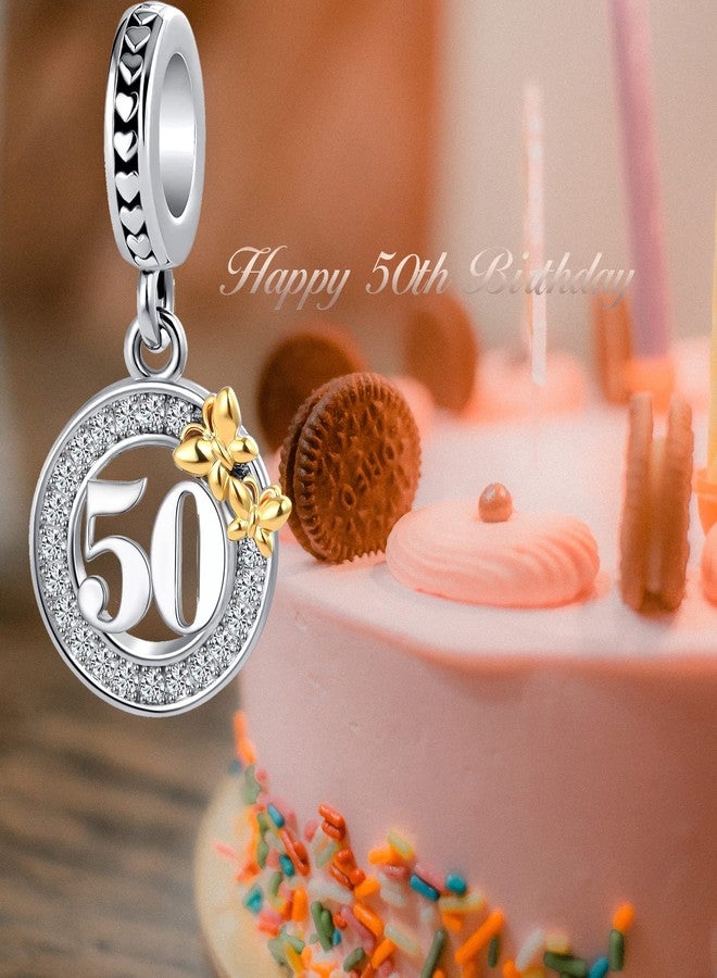 QeenseKc Sweet 50th Happy Birthday Charm Number 50 Butterfly Dangle Bead for European Bracelet - Image 2