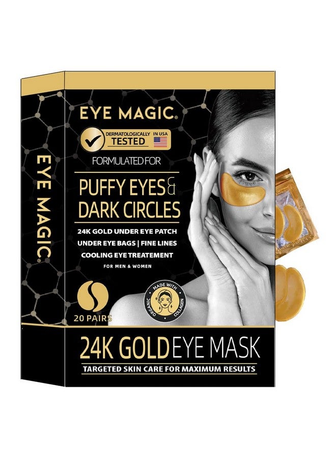 Eye Magic Gold Under Eye Gel Patch (20 Pairs) Herbal Cooling Eye Skincare Treatment For Puffy Eyes Dark Circles Fine Lines Wrinkles Usa Tested - Image 1