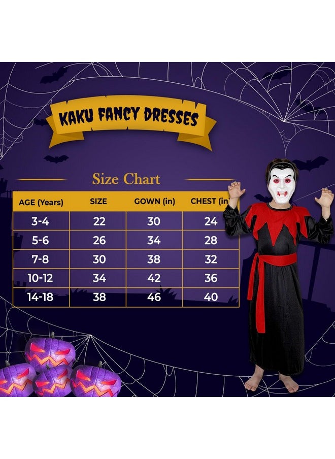 Kaku Fancy Dresses Kaku Fancy Dresses Polyester Scary Dracula Costume With Vampire Teeth, Face Mask & Fake Blood For Kids Halloween Costume Party,Black  - Image 3