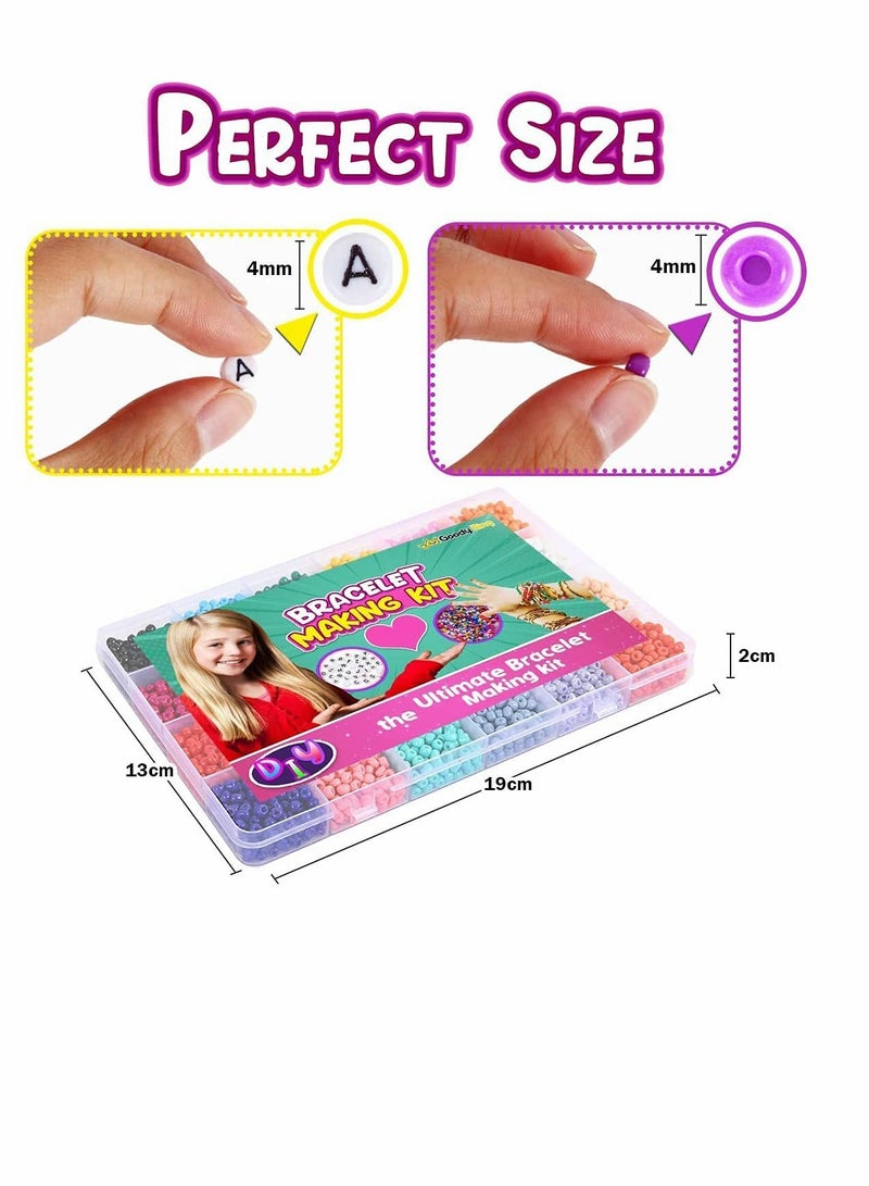 KASTWAVE Jewelry Making Kit Beads for Bracelets - Bead Craft Set, Glass Pony Seed Letter Alphabet DIY Art and Val entine Gift Her Women Wife Girlfriend Adult Kid Age 6 7 8 9 (4MM) - Image 5