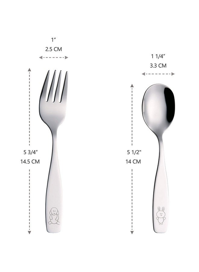 ANNOVA 12 Pieces Children's Safe Flatware/Cutlery/Silverware Set - Safe Kids Toddler Utensils Lunch Box (Engraved Dog Cat Bunny) (Stainless Steel, 12 Forks & Spoon) - Image 4