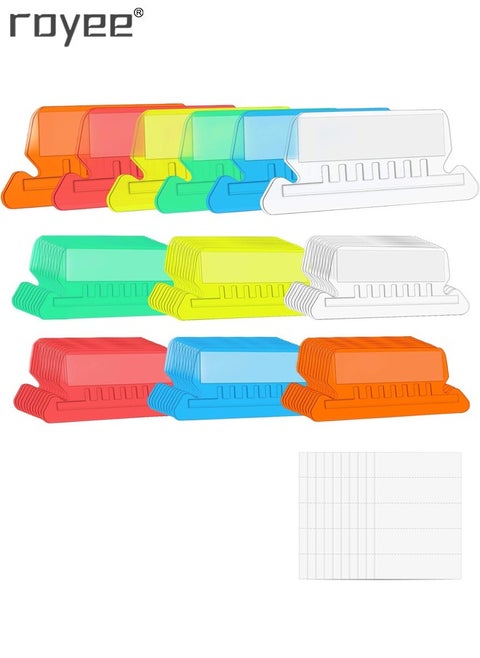 60 Piece Multicolor Hanging File Folder Tabs with Inserts for Hanging Folders