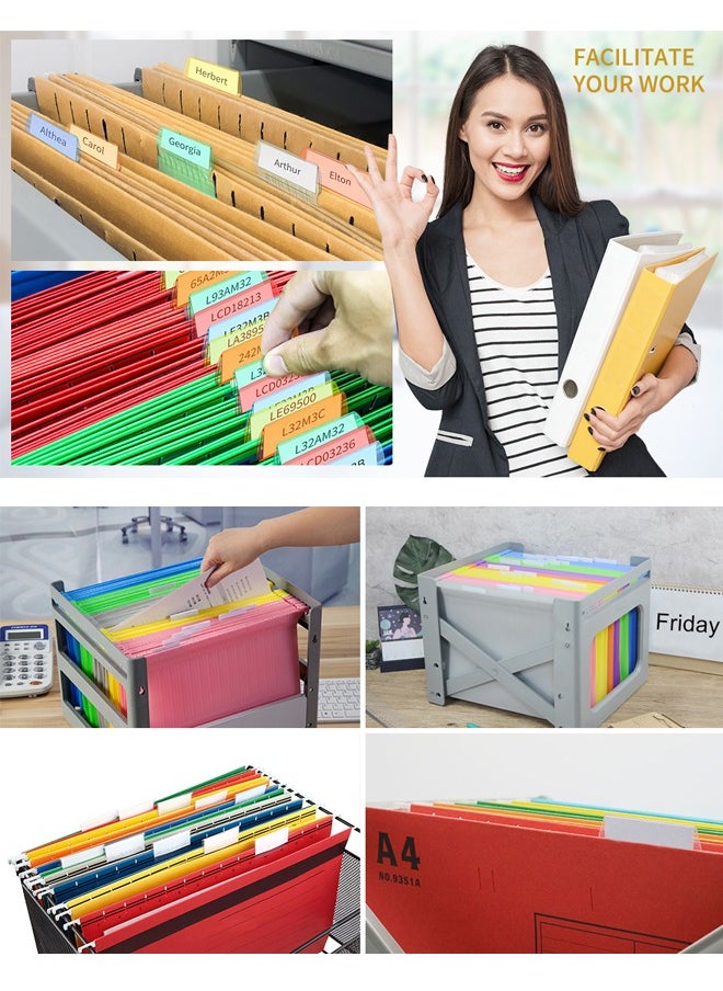 60 Piece Multicolor Hanging File Folder Tabs with Inserts for Hanging Folders