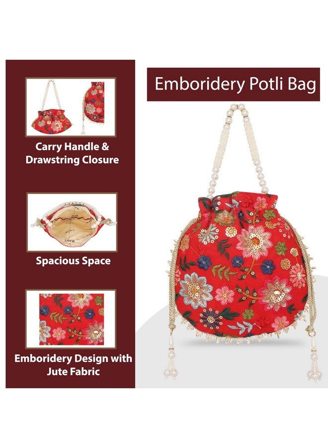 Lavie Women's Jiya Floral Embriodered Potli | Ladies Purse Handbag - Image 4