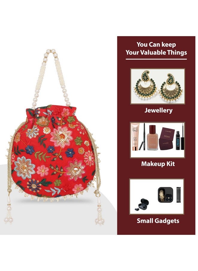 Lavie Women's Jiya Floral Embriodered Potli | Ladies Purse Handbag - Image 3